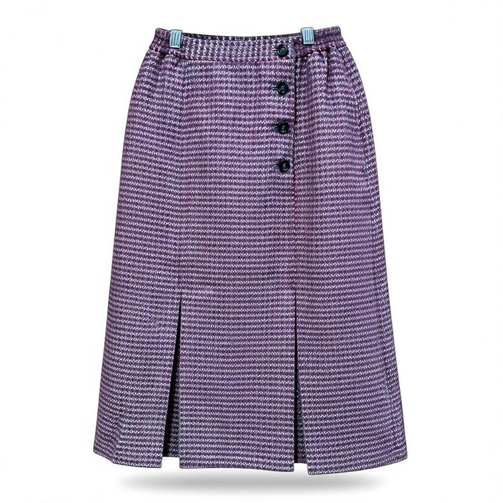 Christian Dior Vintage 1990s Tweed Skirt Burgundy Gray Size M - Picture 1 of 8